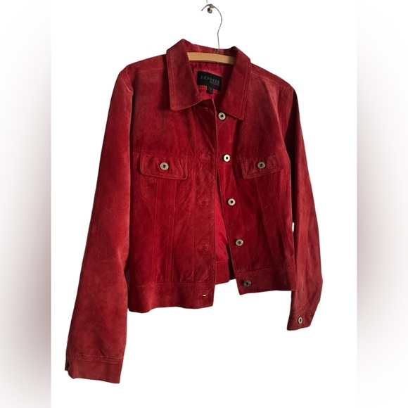 Vintage Red Suede Jacket Button Up Express Size Large Women’s coat - Picture 1 of 10